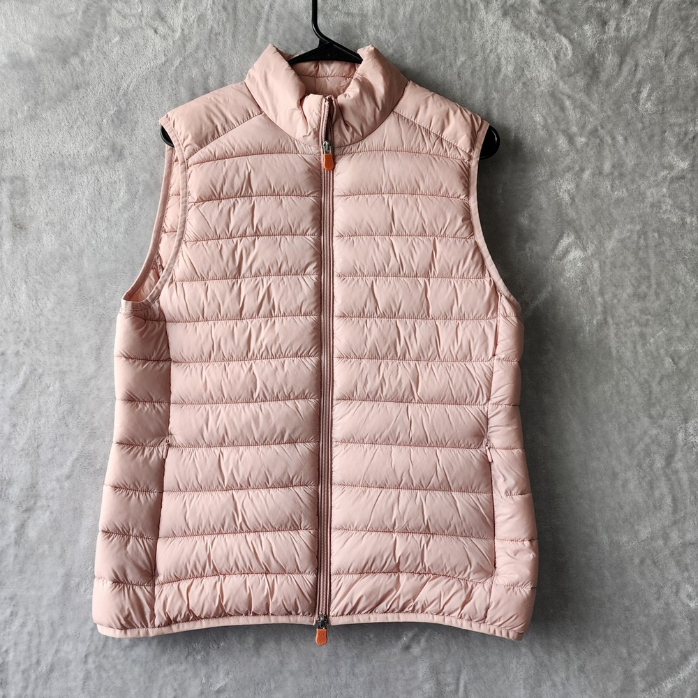 Save The Duck Puffer Vest Womens Size Medium Blush Pink Plumtech Animal Free